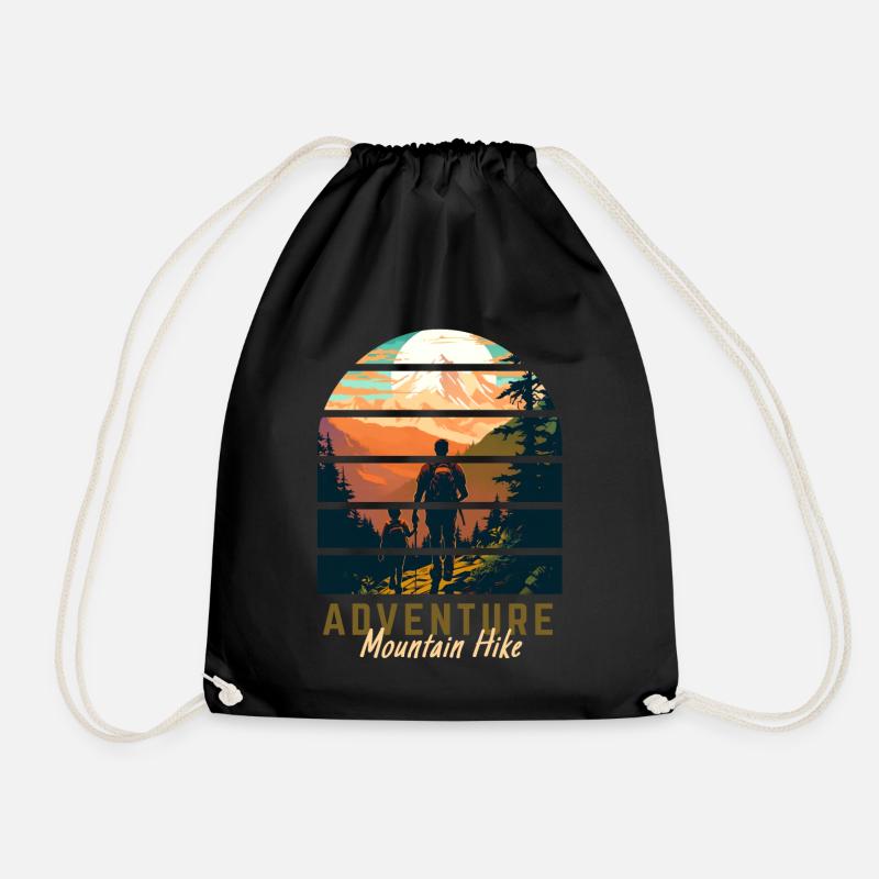 Wandern Outdoor Wanderer Vater und Sohn Geschenk - Turnbeutel - Schwarz