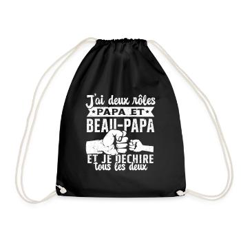 J'ai Deux Titres Papa et Beau Papa Cadeau - Sac de sport léger - noir - Devant