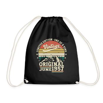 66ème Anniversaire Homme Original Juin Vintage 1957 - Sac de sport léger - noir - Devant