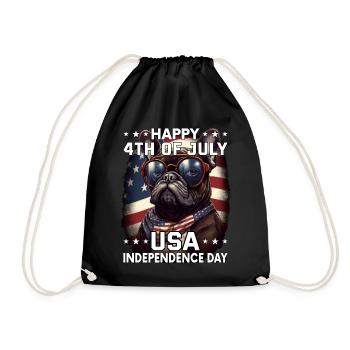 Bulldogge 4 July Independence Day USA Flagge - Turnbeutel - Schwarz - Vorne