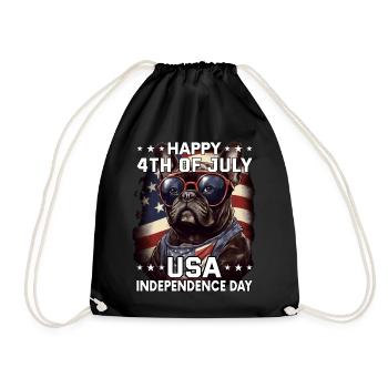 Bulldogge 4 July Independence Day USA Flagge - Turnbeutel - Schwarz - Vorne