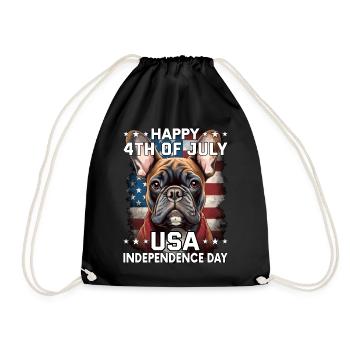 Bulldogge 4 July Independence Day USA Flagge - Turnbeutel - Schwarz - Vorne