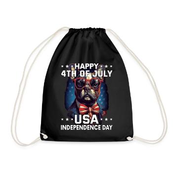 Bulldogge 4 July Independence Day USA Flagge - Turnbeutel - Schwarz - Vorne