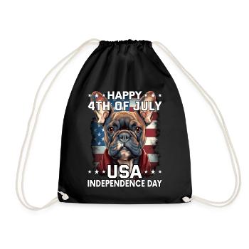 Bulldogge 4 July Independence Day USA Flagge - Turnbeutel - Schwarz - Vorne