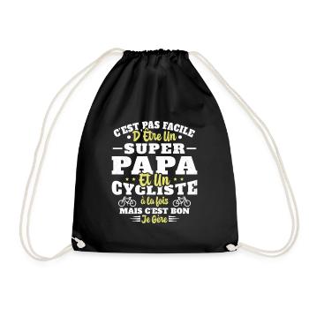 Super Papa Humour Cycliste Vélo Drole Cyclisme - Sac de sport léger - noir - Devant