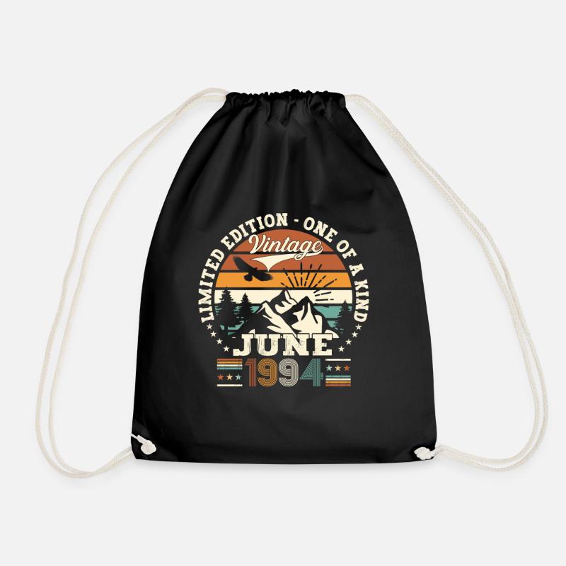 29th Birthday Man June Year 1994 Original - Drawstring Bag - black