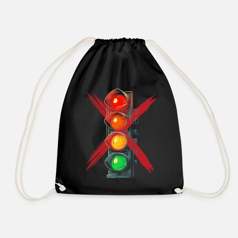 Traffic light traffic light government prohibition sign - Drawstring Bag - black