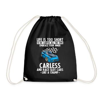 Slot Car Racing for Slot Car and RC Cars - Drawstring Bag - black - Front