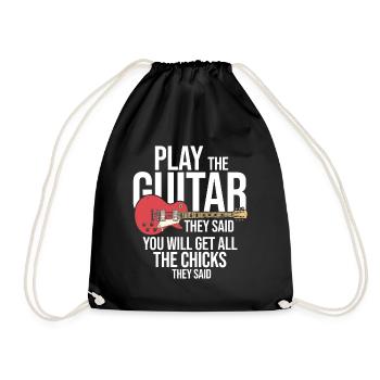 Akustik Spruch Für E-Gitarre Konzert Gitarre - Turnbeutel - Schwarz - Vorne
