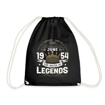 69th Birthday Man June Vintage 1954 Legendary - Drawstring Bag - black - Front