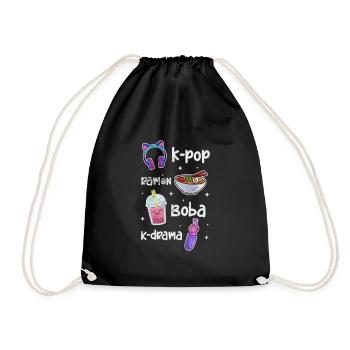 Bubble Tea Boba Tea Kawaii Geschenk - Turnbeutel - Schwarz - Vorne