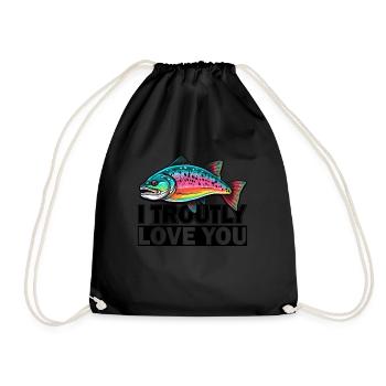 I Troutly Love Trout Fishing - Retro Fly Fishing - Turnbeutel - Schwarz - Vorne