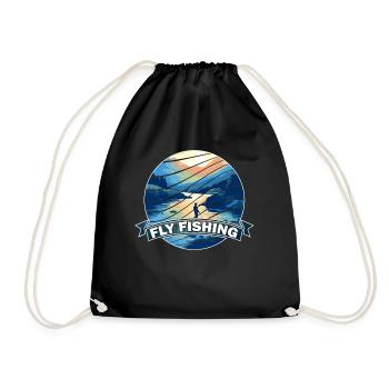 Trout Fly Fishing in the River Retro Fly Fishing - Turnbeutel - Schwarz - Vorne