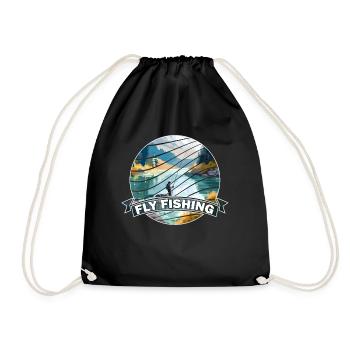 Trout Fly Fishing in the River - Retro Fly Fishing - Turnbeutel - Schwarz - Vorne