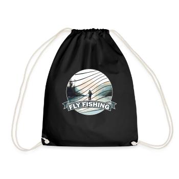 Trout Fly Fishing in the River - Retro Fly Fishing - Turnbeutel - Schwarz - Vorne