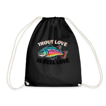 Trout Love is Reel Love For Vintage Fly Fishing - Turnbeutel - Schwarz - Vorne