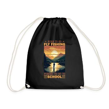 Born to Go Fly Fishing: Retro Fly Fishing Mountain - Turnbeutel - Schwarz - Vorne