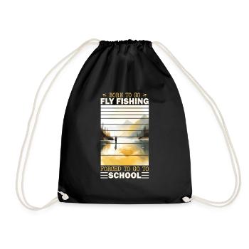 Born to go Fly Fishing: Retro Fly Fishing at - Turnbeutel - Schwarz - Vorne