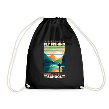 Retro Born to go Fly Fishing, Forced to go to - Turnbeutel - Schwarz - Vorne