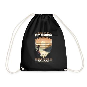 Retro Fly Fishing at Sunset Born to Go Fly Fishing - Turnbeutel - Schwarz - Vorne