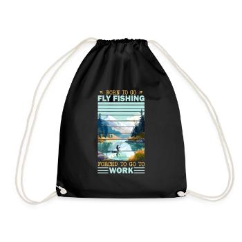 Fly Fisherman in Clear Mountain Lake Outdoor - Turnbeutel - Schwarz - Vorne