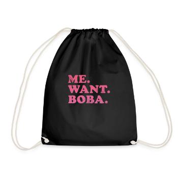 Bubble Tea Boba Tea Kawaii Geschenk - Turnbeutel - Schwarz - Vorne