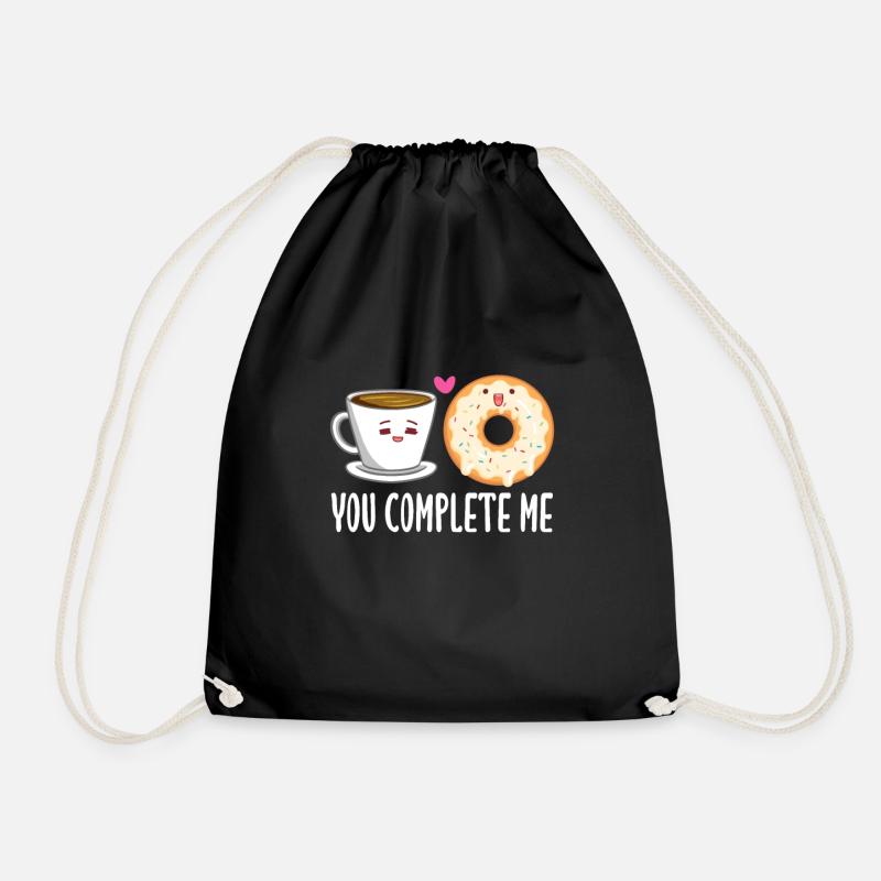 Kaffee Donut Koffein Espresso Barista Geschenk - Turnbeutel - Schwarz