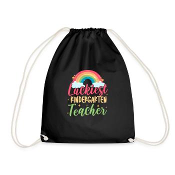 Kindergarten Kind Einschulung Schule Geschenk - Turnbeutel - Schwarz - Vorne