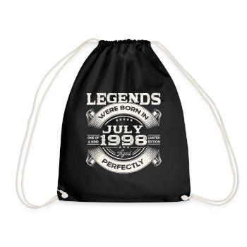 25th Birthday Man Legendary July Vintage 1998 - Drawstring Bag - black - Front