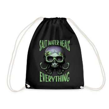 Octopus Skull Octopus Gift - Drawstring Bag - black - Front