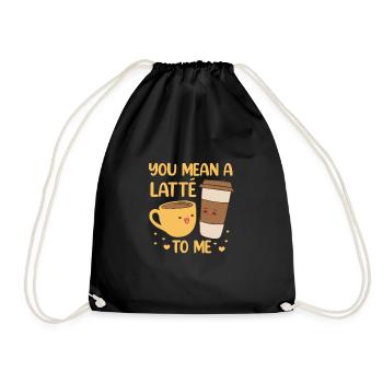 Kaffee Koffein Espresso Barista Geschenk - Turnbeutel - Schwarz - Vorne