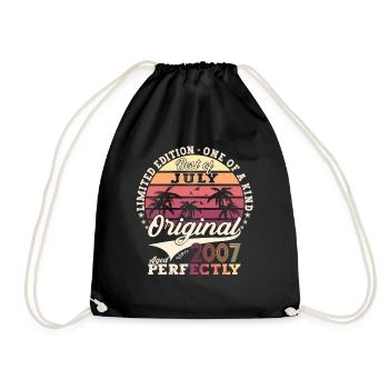 16th Birthday Man Original July Vintage 2007 - Drawstring Bag - black - Front
