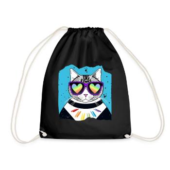 Love is love - chat avec des lunettes de soleil arc-en-ciel - Sac de sport léger - noir - Devant