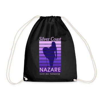 Nazare Surfer Girl Portugal Silver Coast - Drawstring Bag - black - Front