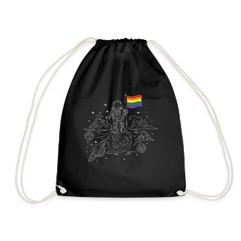 Rainbow Flag All Space Astronaut LGBTQ - Drawstring Bag - black - Front