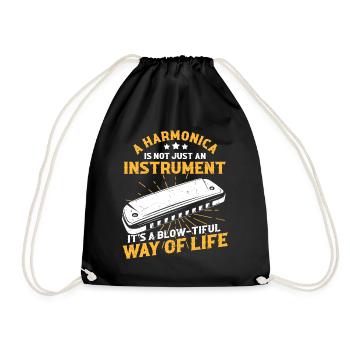 Mundharmonika Instrument und Mundharmonika - Turnbeutel - Schwarz - Vorne