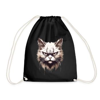 Cat Annoyed Cat Face Evil House Cat - Drawstring Bag - black - Front