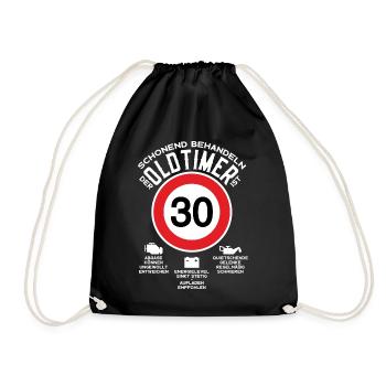 SCHONEND BEHANDELN 30. GEBURTSTAG OLDTIMER - Turnbeutel - Schwarz - Vorne