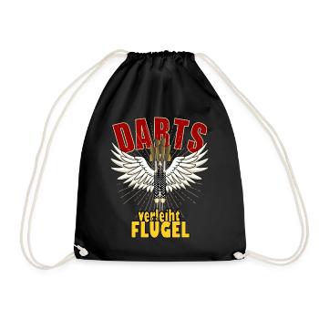 Darts verleiht Flügel, Dart Wings mit Spruch - Turnbeutel - Schwarz - Vorne