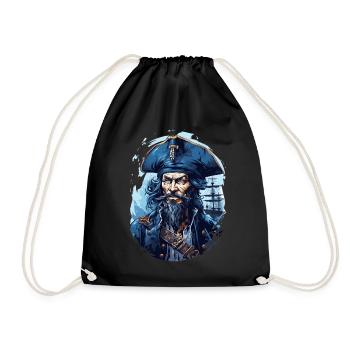 Pirate Skull Jolly Roger Costume Gift - Drawstring Bag - black - Front