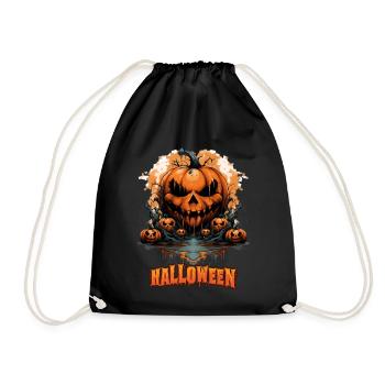 Halloween Jack O Lantern Pumpkin - Drawstring Bag - black - Front