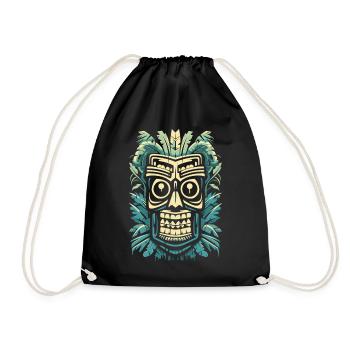 Masque rétro tribal polynésien Tiki Maori - Sac de sport léger - noir - Devant