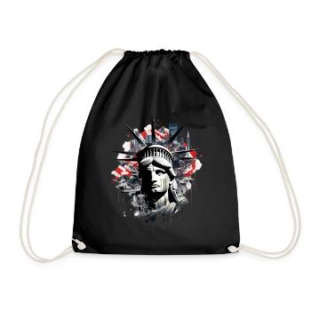 New York City Statue of Liberty USA America Fan - Drawstring Bag - black - Front