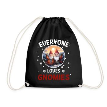Jeder liebt Gnome Zwerge Weihnachtsmann - Turnbeutel - Schwarz - Vorne