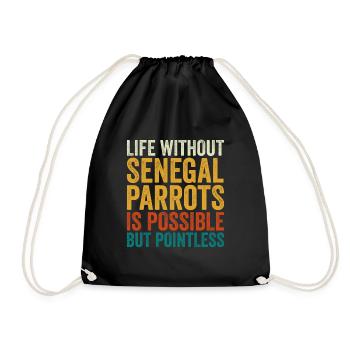 Senegalpapagei Mohrenkopfpapagei Papagei Retro - Turnbeutel - Schwarz - Vorne