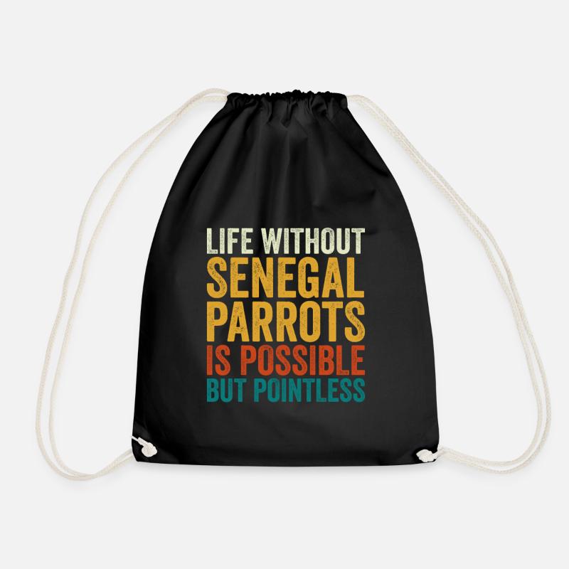 Senegalpapagei Mohrenkopfpapagei Papagei Retro - Turnbeutel - Schwarz