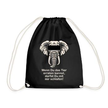 Elefant Lustiger Spruch Witzige Geschenkidee - Turnbeutel - Schwarz - Vorne