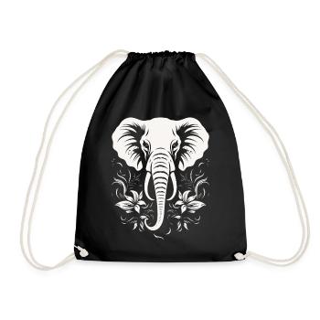 Elephant Africa Animal Motif Wild Animals Animals - Drawstring Bag - black - Front