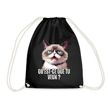 Humour chat qu'est ce que tu veux ? blague meme - Sac de sport léger - noir - Devant