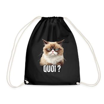Chat en colère drôle quoi ? meme propriétaire de - Sac de sport léger - noir - Devant